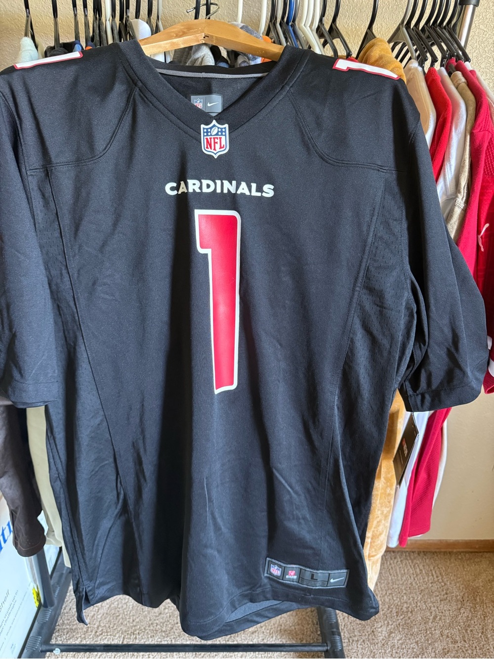 Nike Black Arizona Cardinals #1 Football Jersey with Red Accents